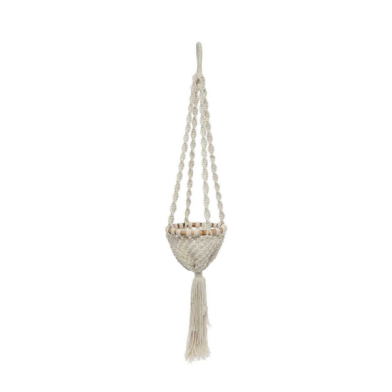 BB - Plantenhouder Twisted Macramé - Natuurlook Wit -S