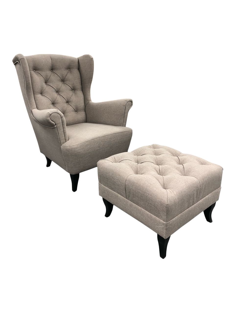 Image of 2BM - Armstoel Ludwig met poef - Stof - Beige - 86x90x75cm. Deze prachtige armstoel uitermate geschikt om urenlang te<br>genieten....