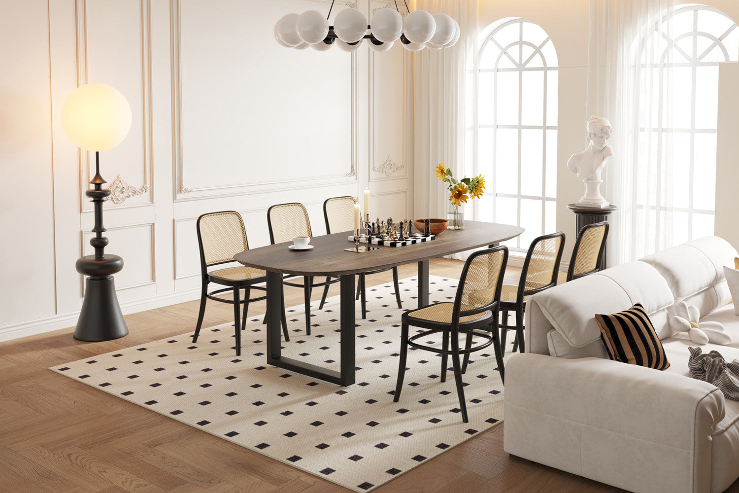 Rousseau - Tafel Tommy 220x100 cm Deens Ovaal U-Poot Mango hout Tabaco - 77x220x100cm