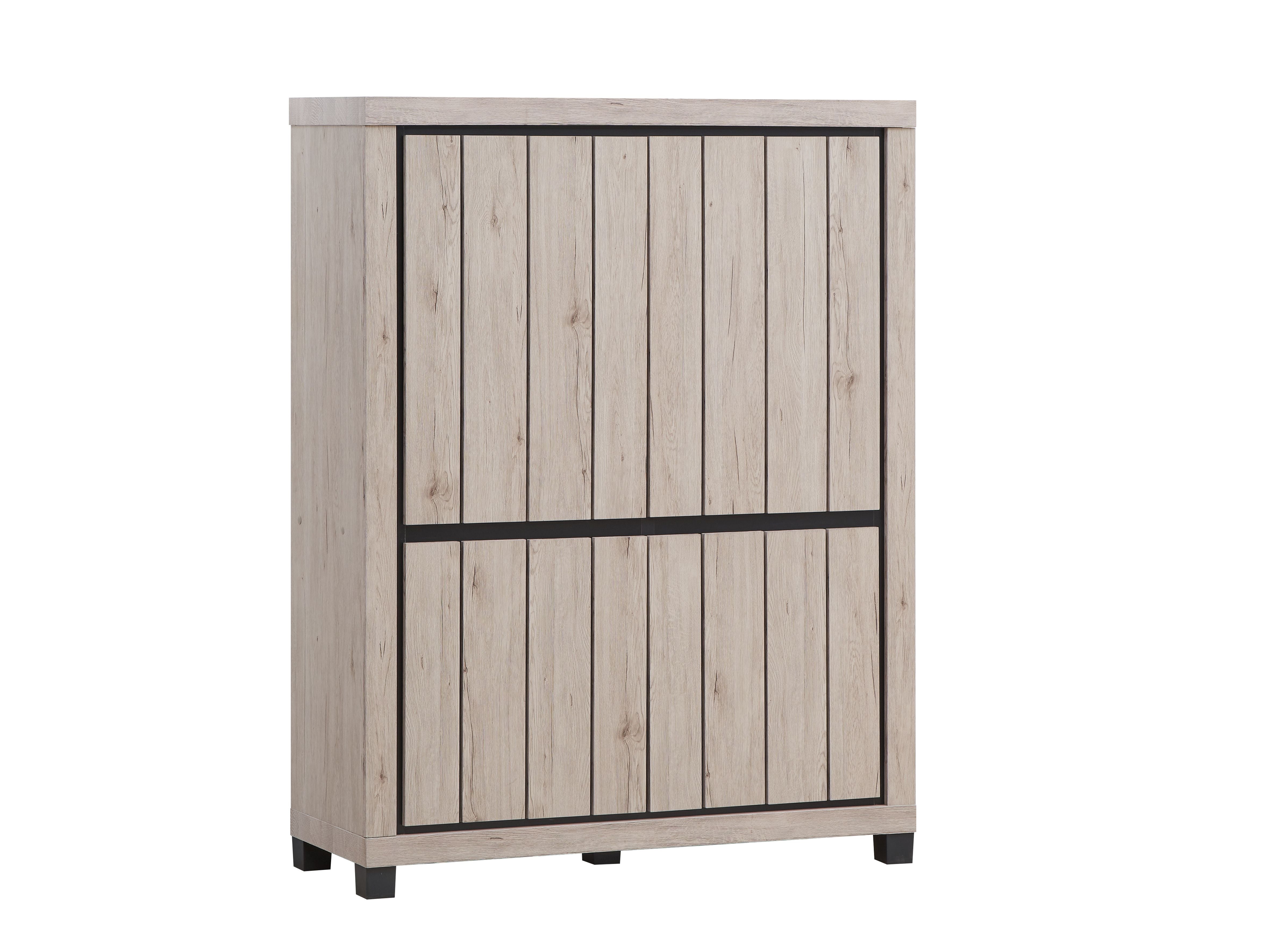 Image of Barkast Ontario - Natuurlijke Eik - 132x170x45cm. U nieke, praktische en comfortabele Ontario barkast met  zwart elementen en 3D hout decor kleur. ...