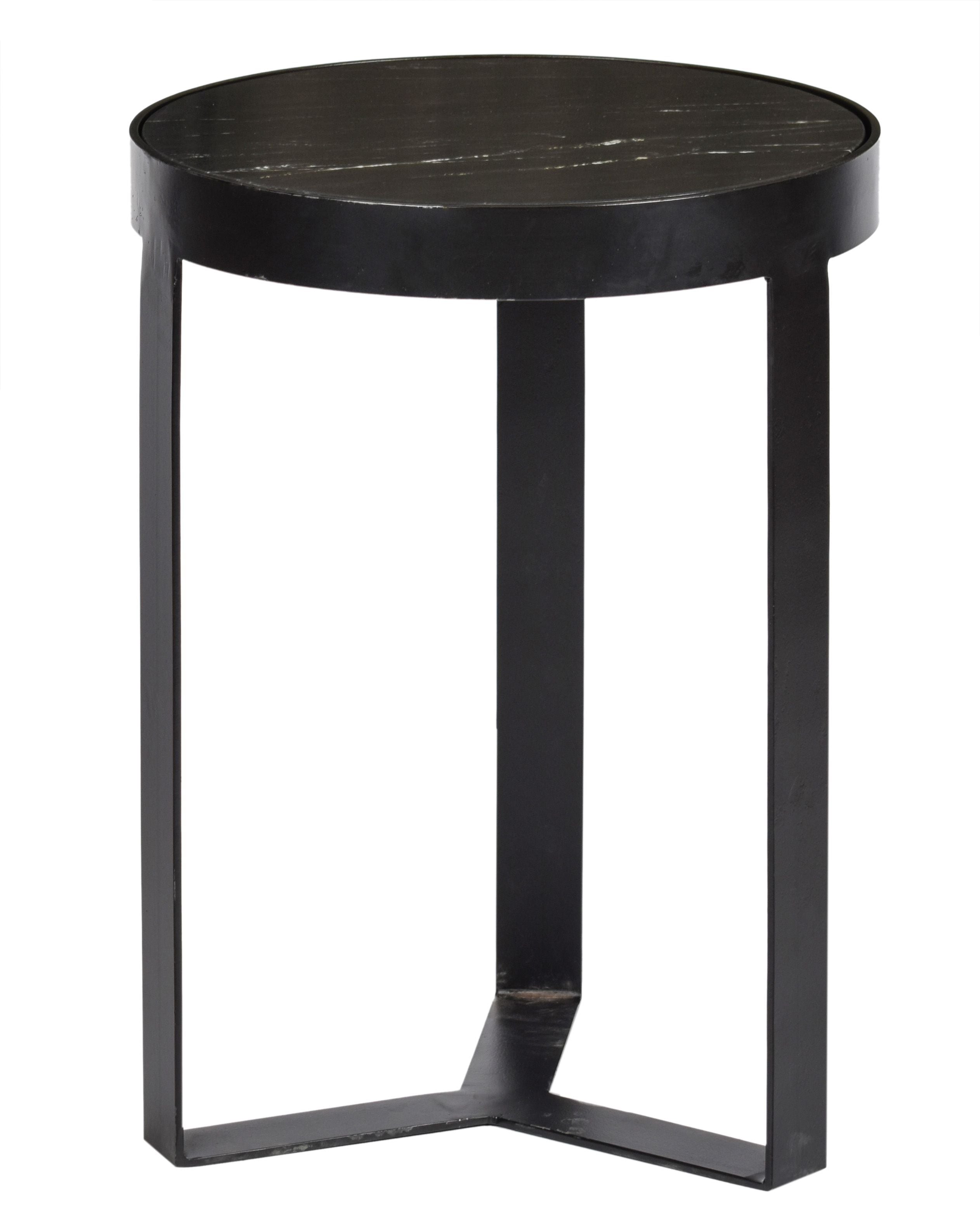 Image of LVF - Bijzettafel Glennis - Zwart imitatie marmer - 40x55x40cm. Deze salontafel is gemaakt van antraciet marmer en staat op een prachtig stalen frame. De combina...