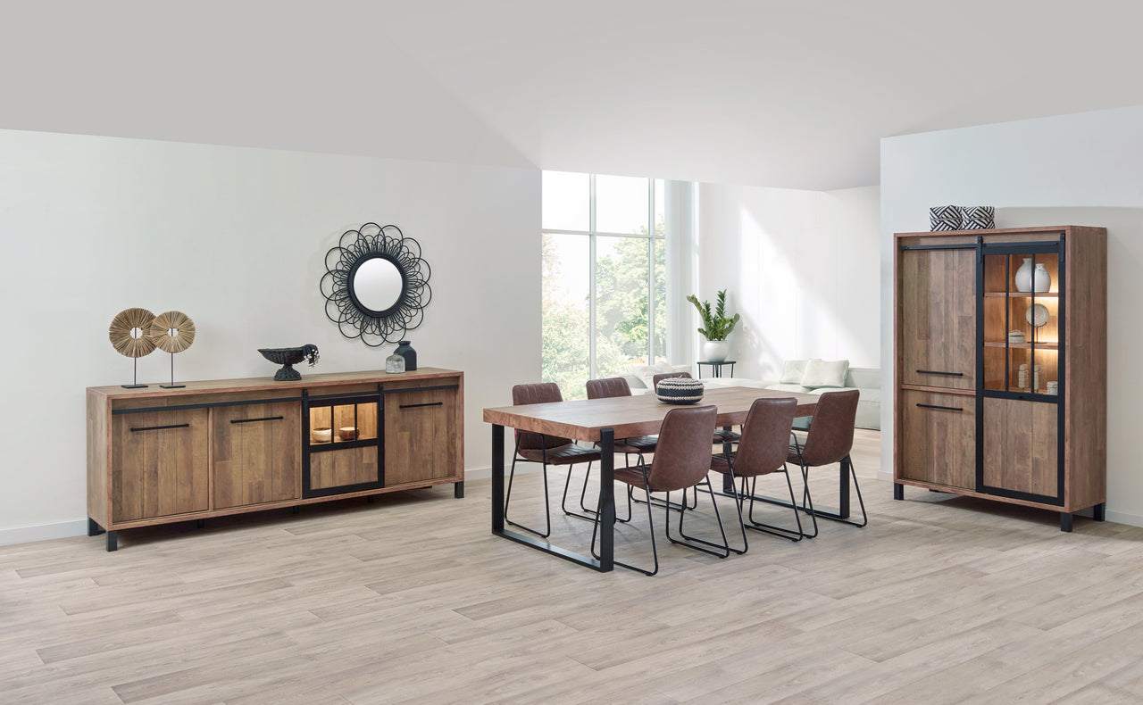 Meubar - Eetkamer Alcatraz U - 3-delige set - Eik/Zwart