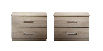 Wimex - Set van 2 nachtkastjes Anna - 759698 - Ruwe Eik/Chrome - 52x40x38cm