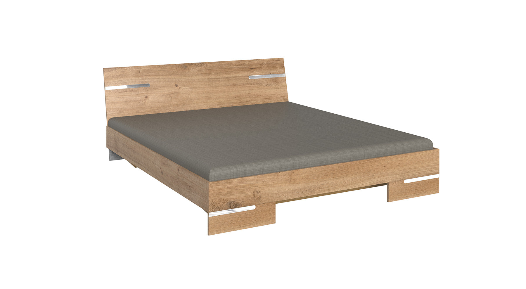Wimex - Tweepersoonsbed Anna - 760291 - Planken Eik/Chrome - 140x81x200cm