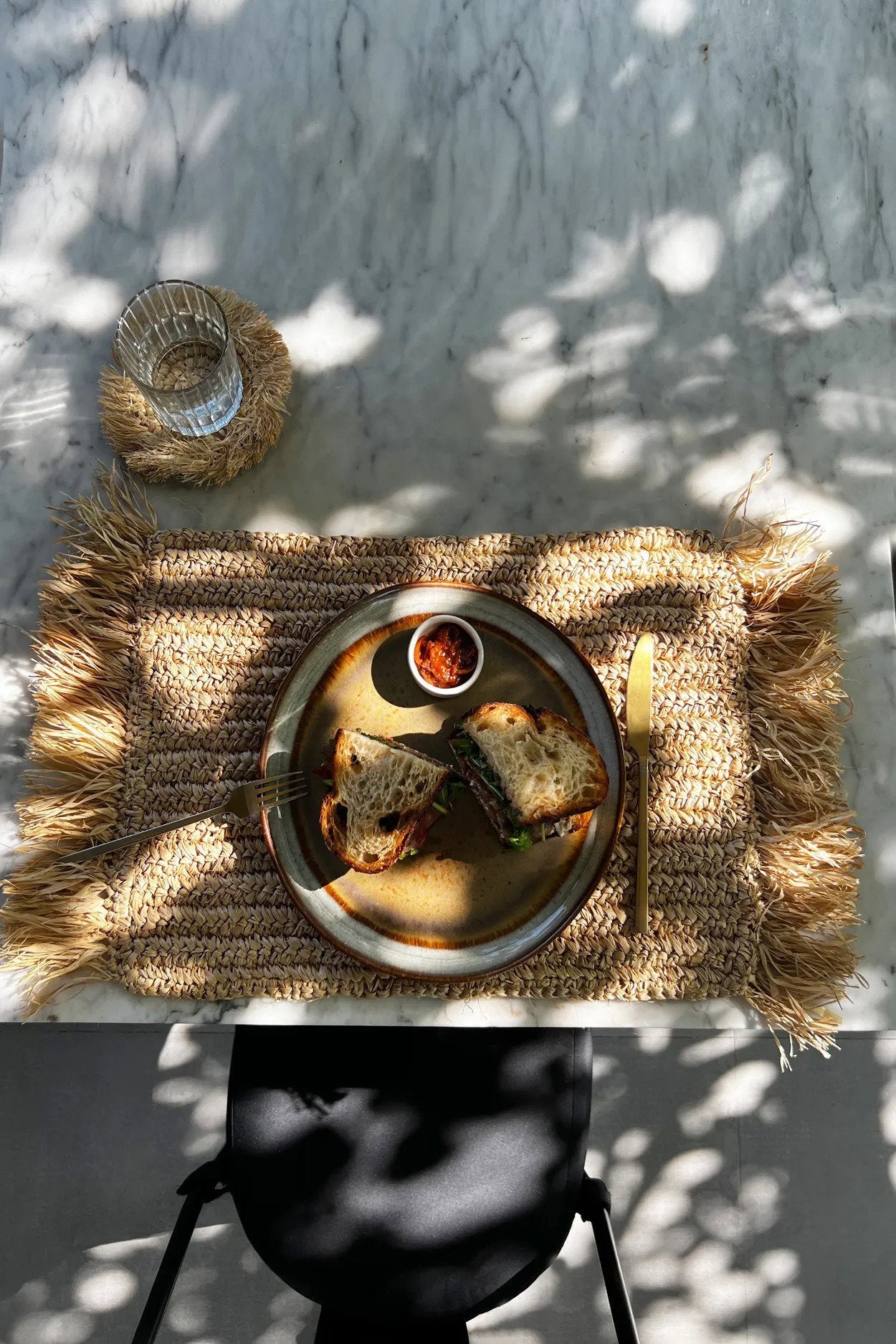 BB - Placemat Fringe Raffia  Rechthoekig - Natuurlook