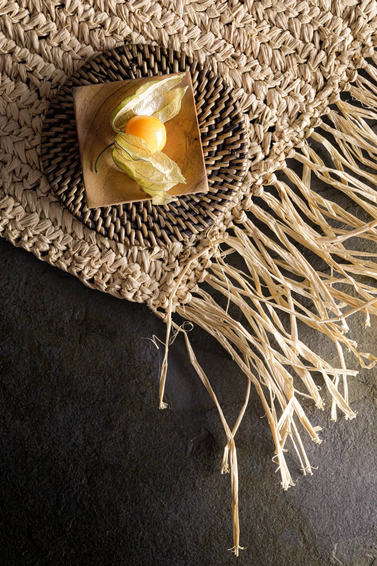 BB - Placemat Fringe Raffia  Rechthoekig - Natuurlook