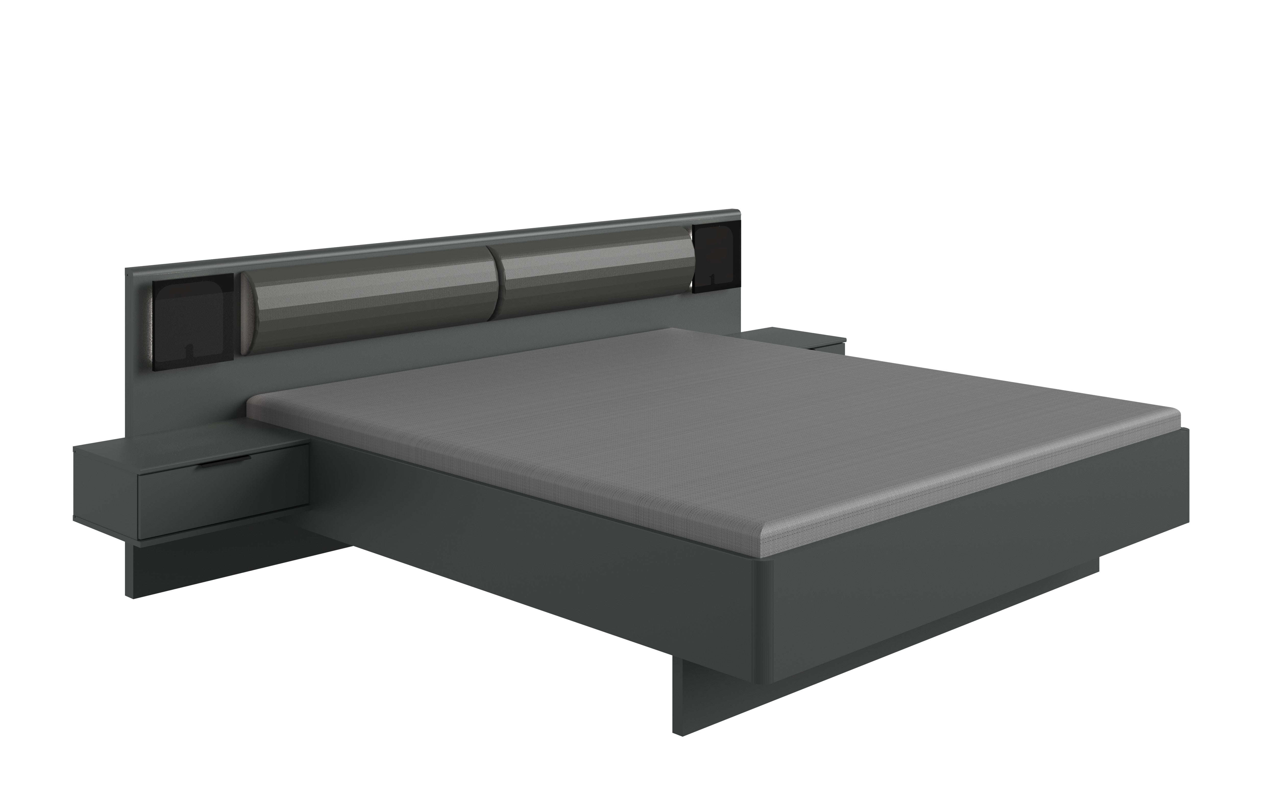 Wimex - Tweepersoonsbed Barcelona - K69142 - Grafiet/Zwart - 269x92x200cm