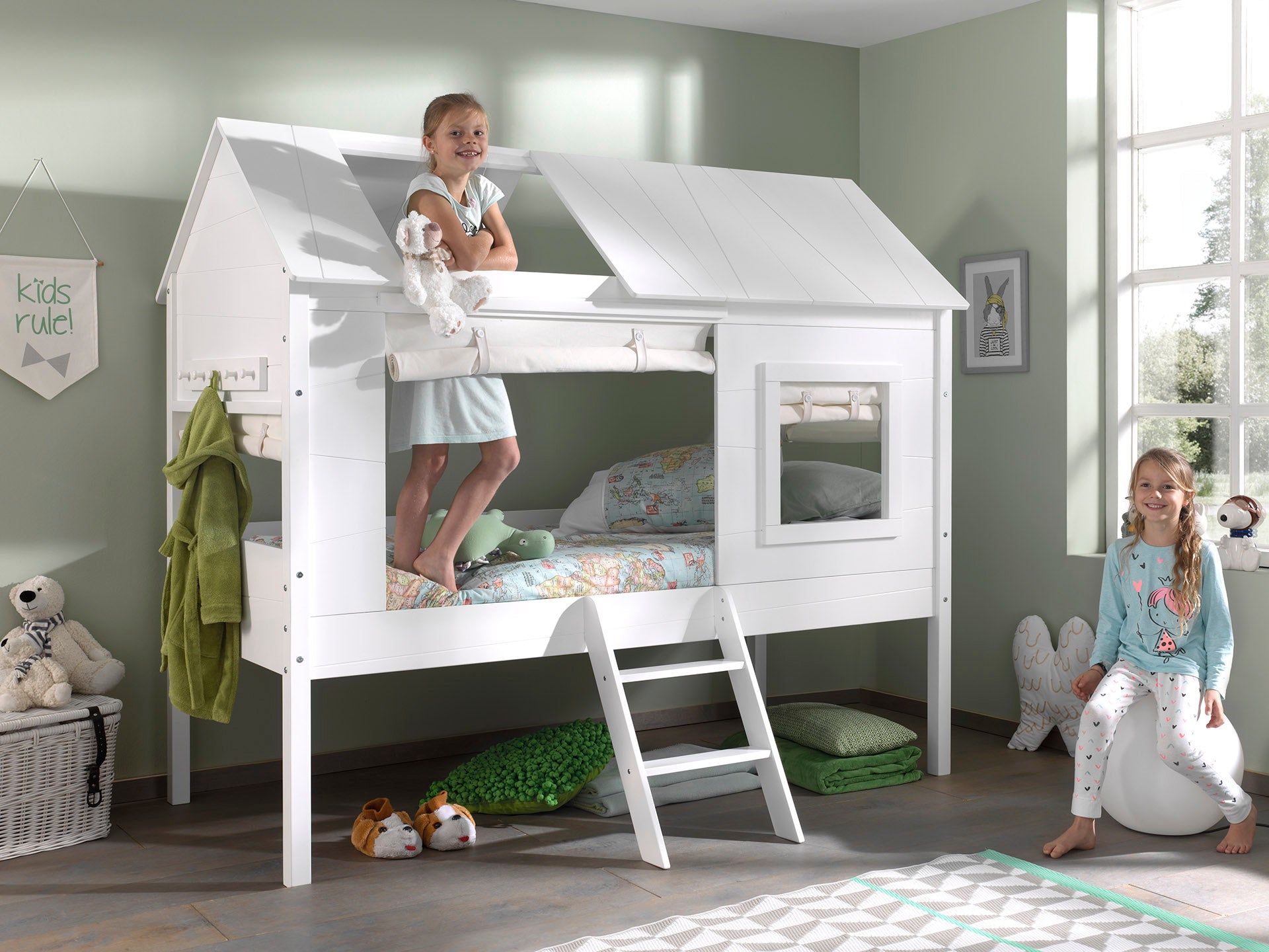 Vipack - Lit simple Charlotte - CHHS9024 - Blanc - 136,7x185,2x209,3cm