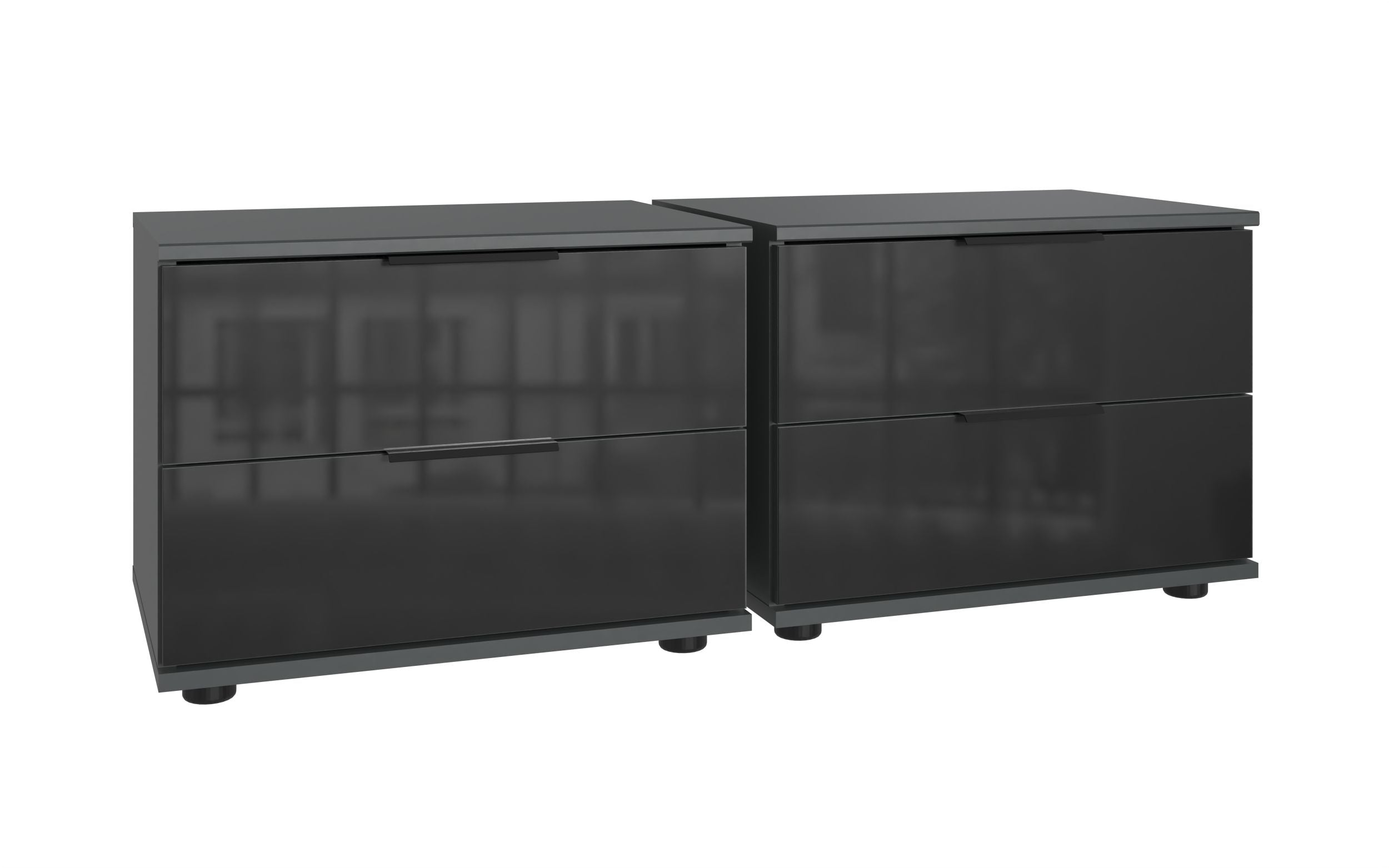 Wimex - Set van 2 nachtkastjes (laag) Danzig - D25698 - Grafiet/Zwart - 52x40x38cm