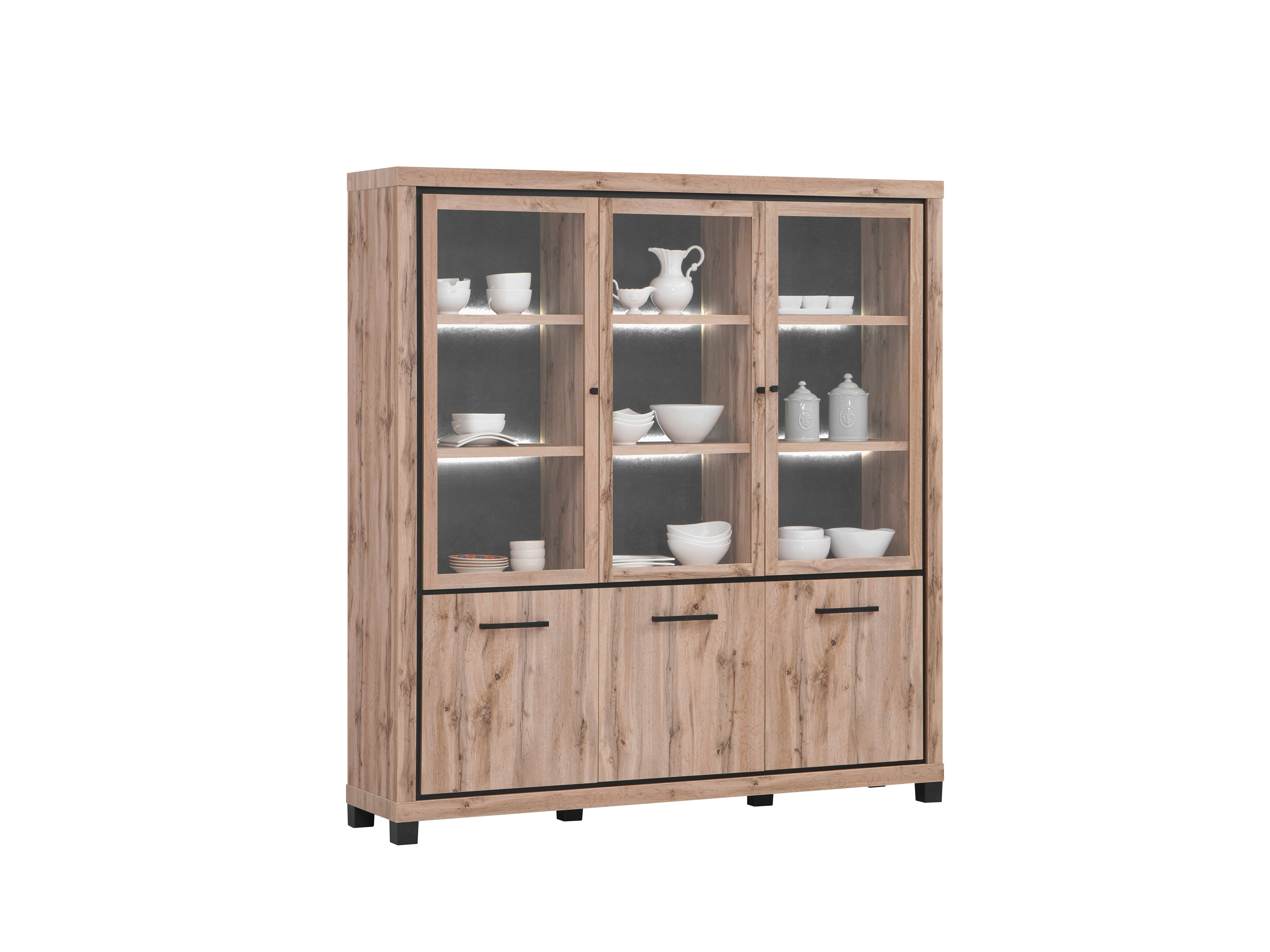 TYC - Bibliotheek Opera - 3 glasdeuren - met LED - b191xh205xd45cm