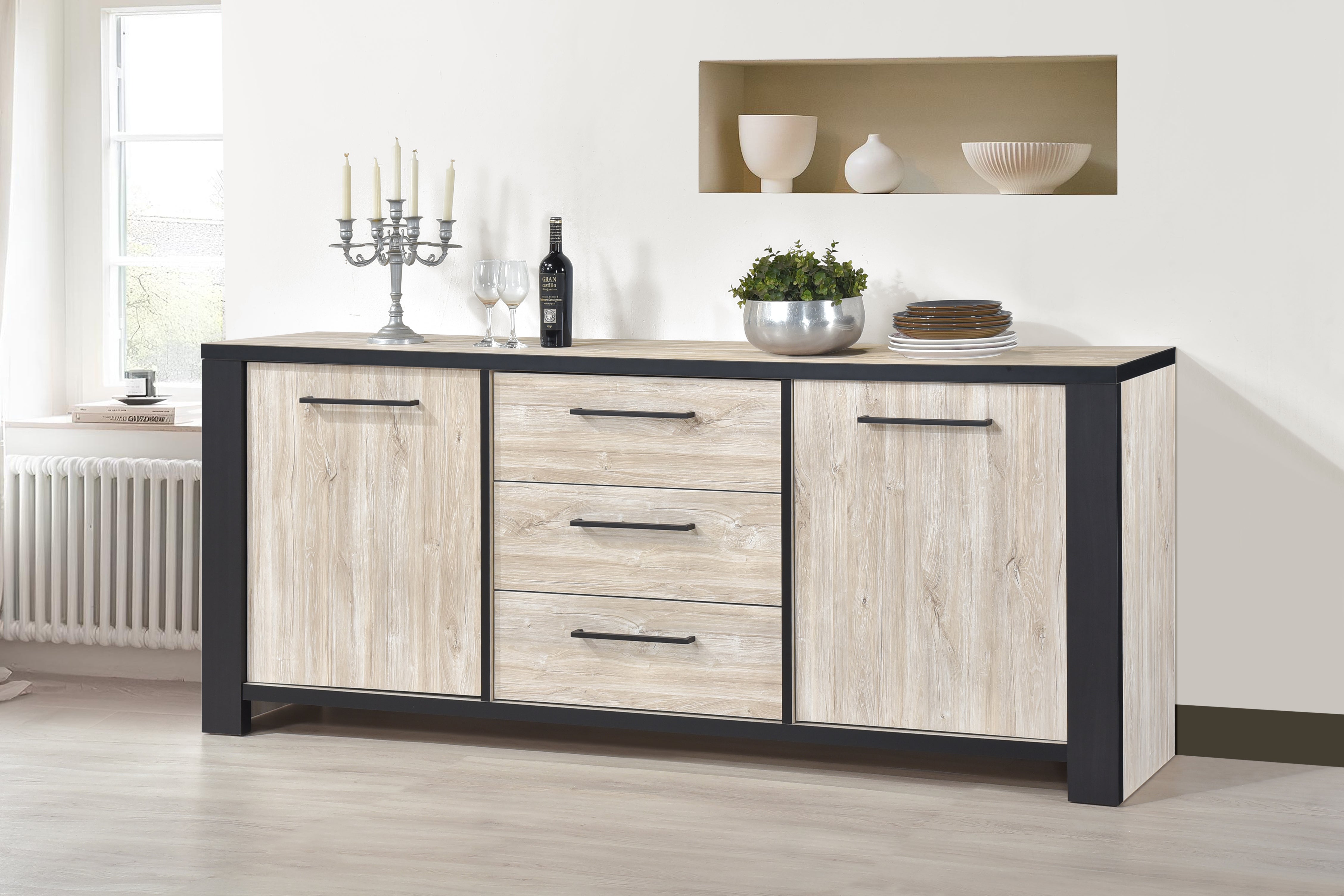 GBO - Buffet Thor - Chêne plage - 230x90x45cm