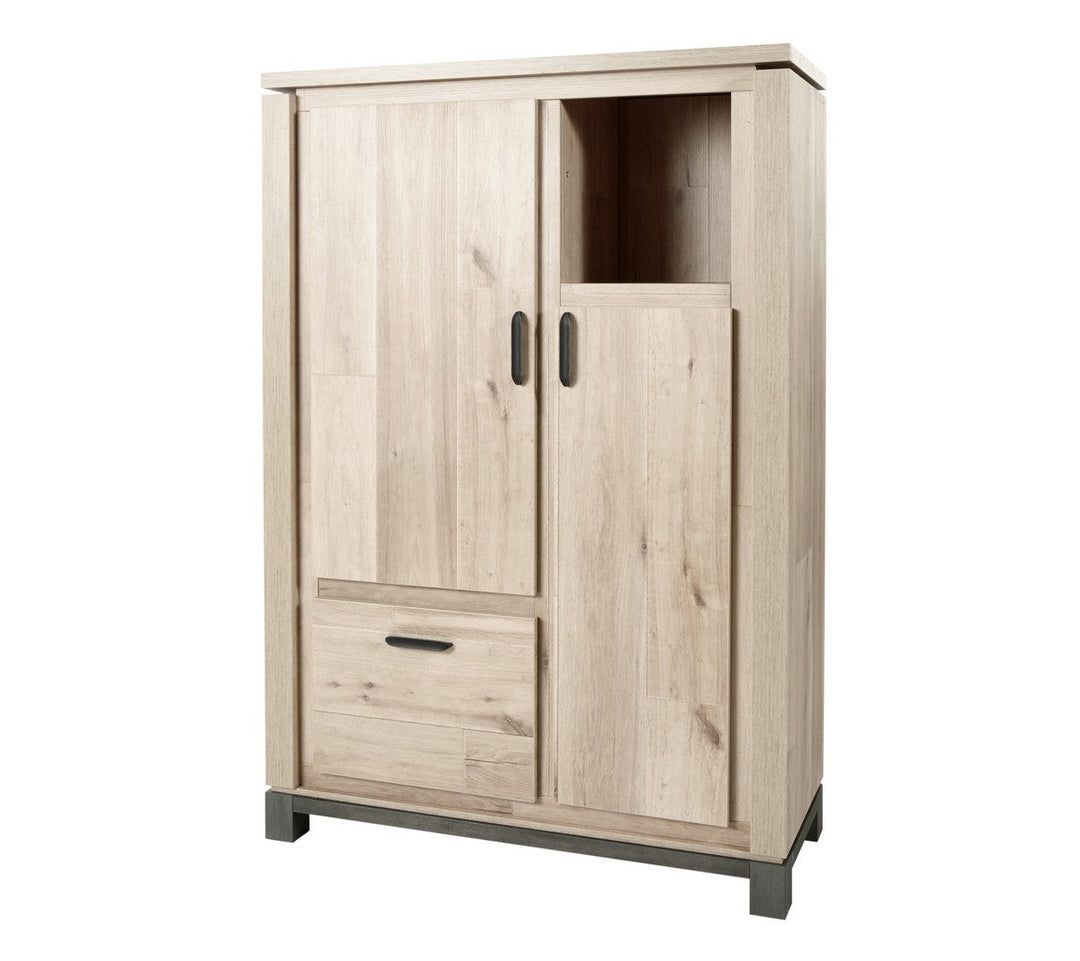 Meubar - Vitrine Jan - BAR6 - K497 - Oude eik/imitatie staal - 130x190x50cm