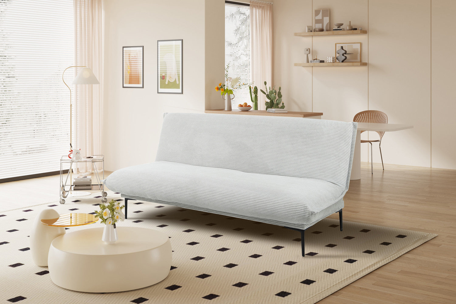 Rousseau - Slaapbank Alisa Corduroy Lichtgrijs - 82.5x190x81.5 cm