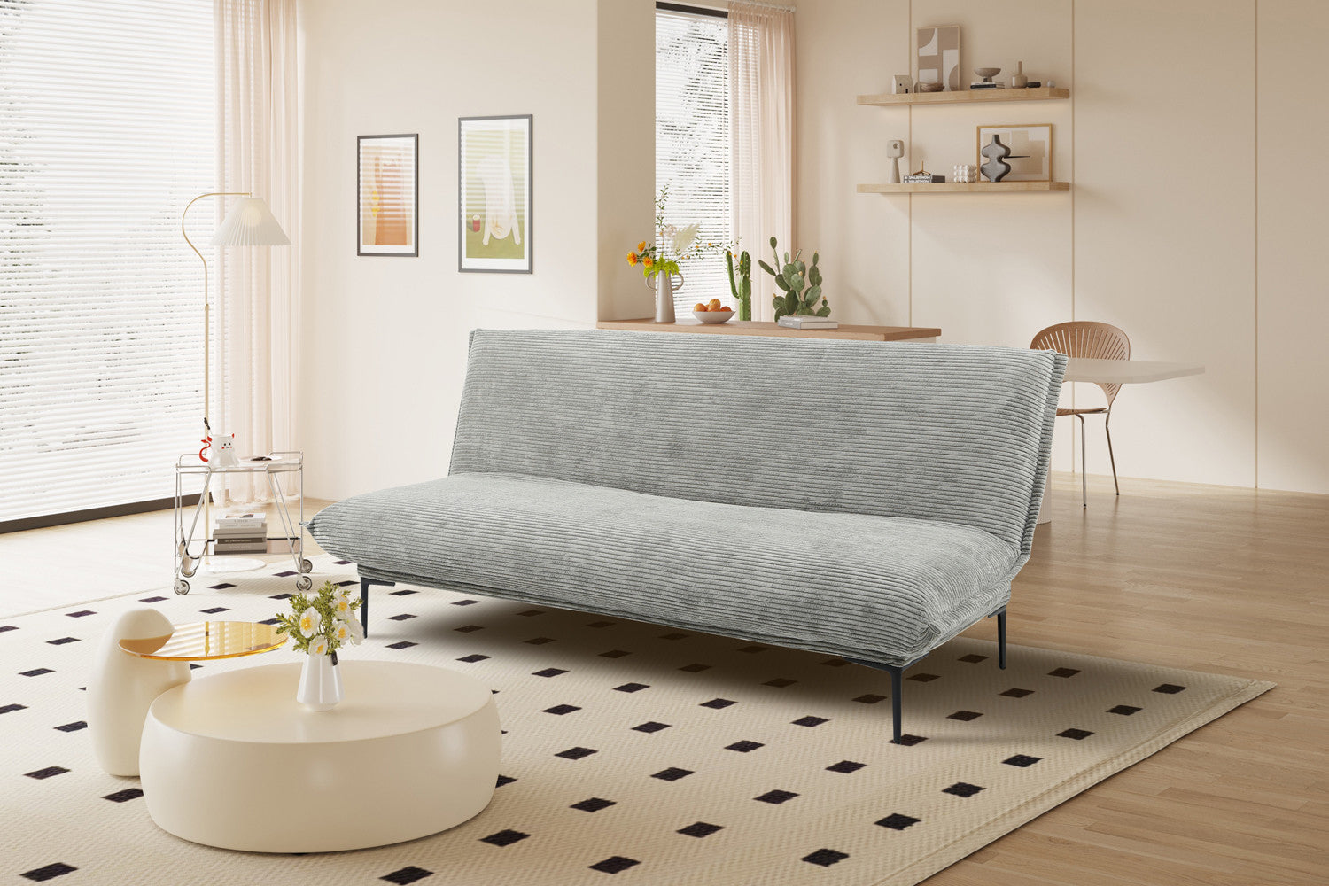 Rousseau - Slaapbank Alisa Corduroy Donkergrijs - 82.5x190x81.5 cm