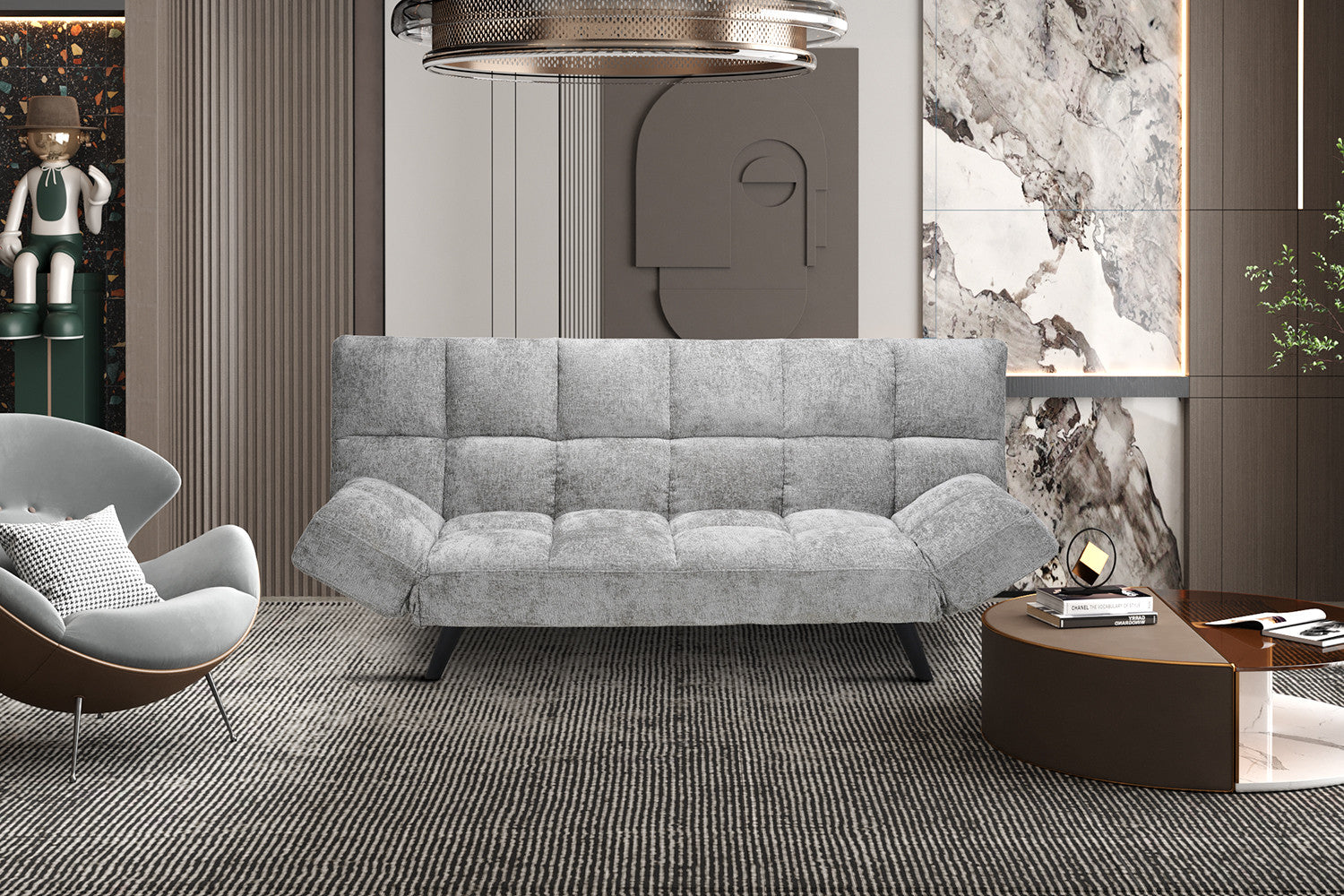 Rousseau - Slaapbank Bursa Grijs - 87x182x82 cm