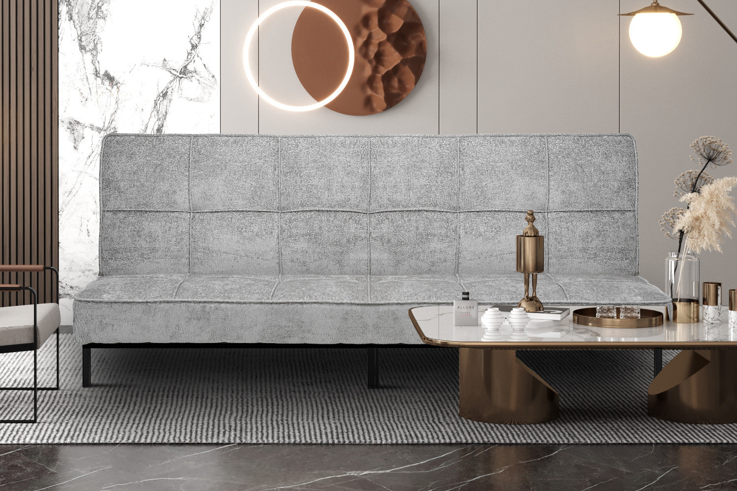 Rousseau - Zetelbed Konya Grijs - 91x188x85 cm