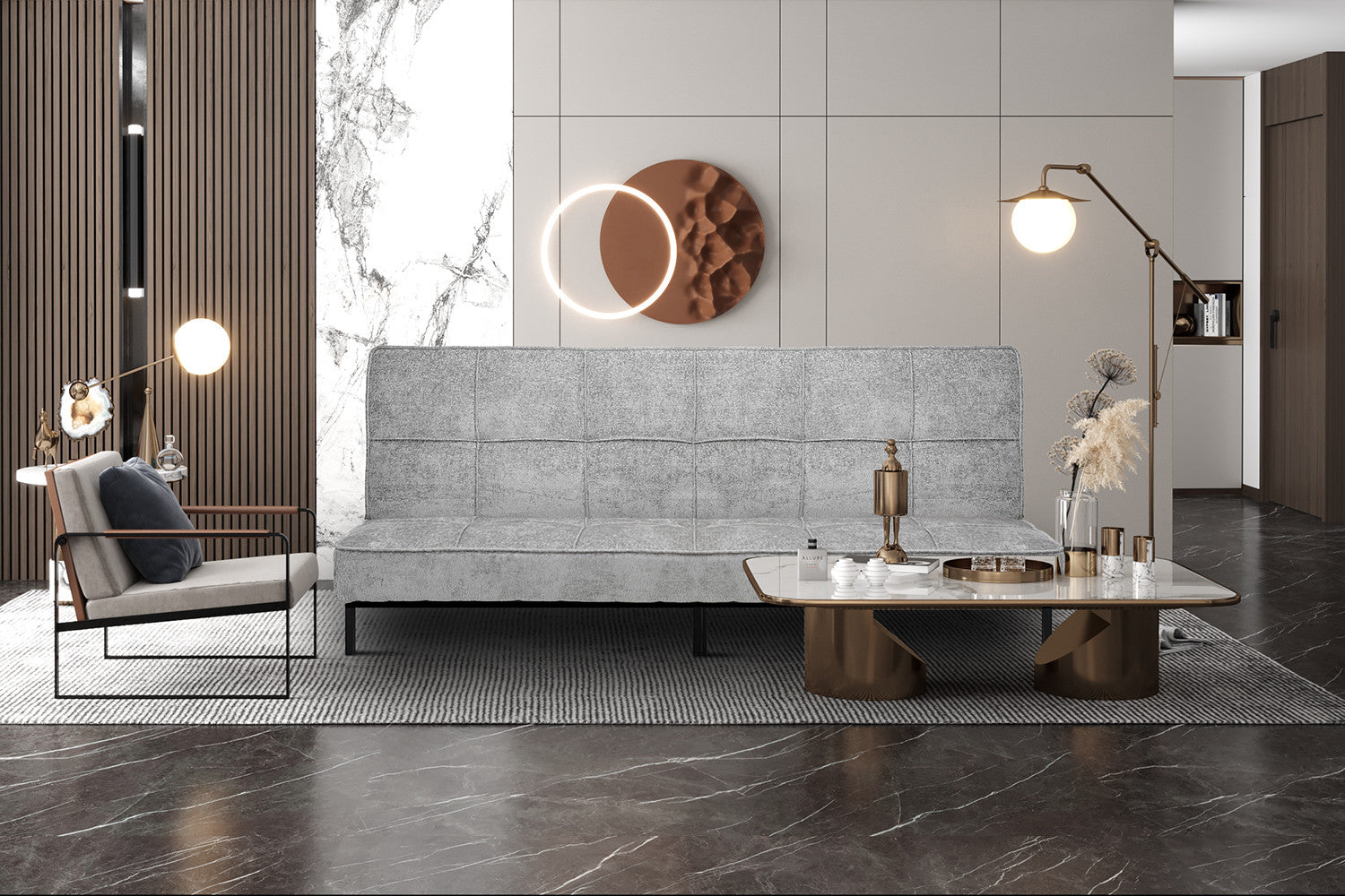 Rousseau - Slaapbank Konya Grijs - 91x188x85 cm