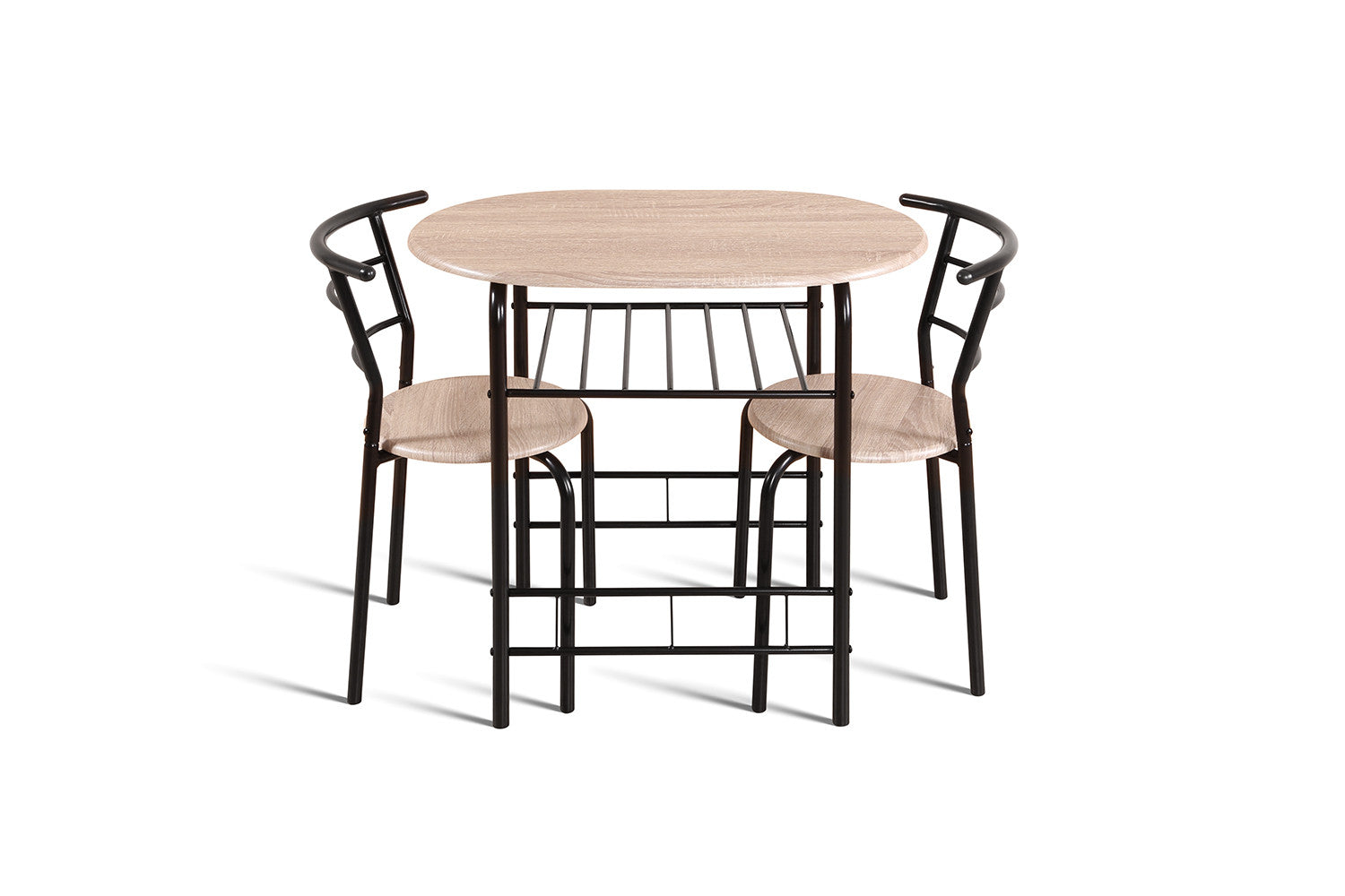 Rousseau - Tafelset Adam Zwart metaal Decor sonoma - 74x80x53cm