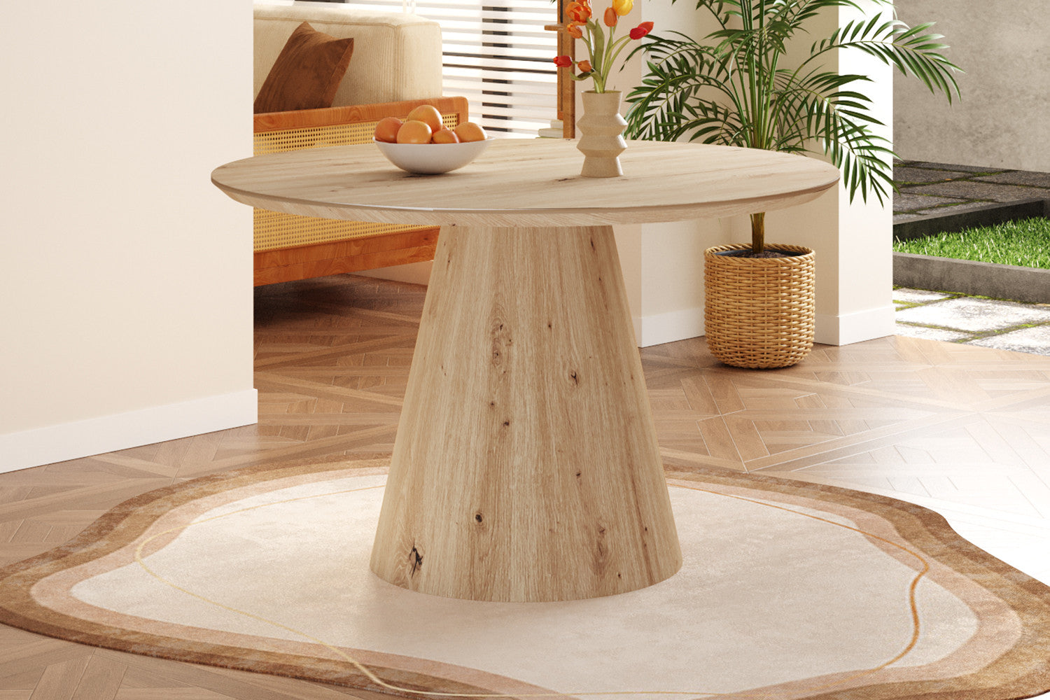 Rousseau - Tafel Tigo 120 cm Rond Decor Oude eik - 75x120x120cm