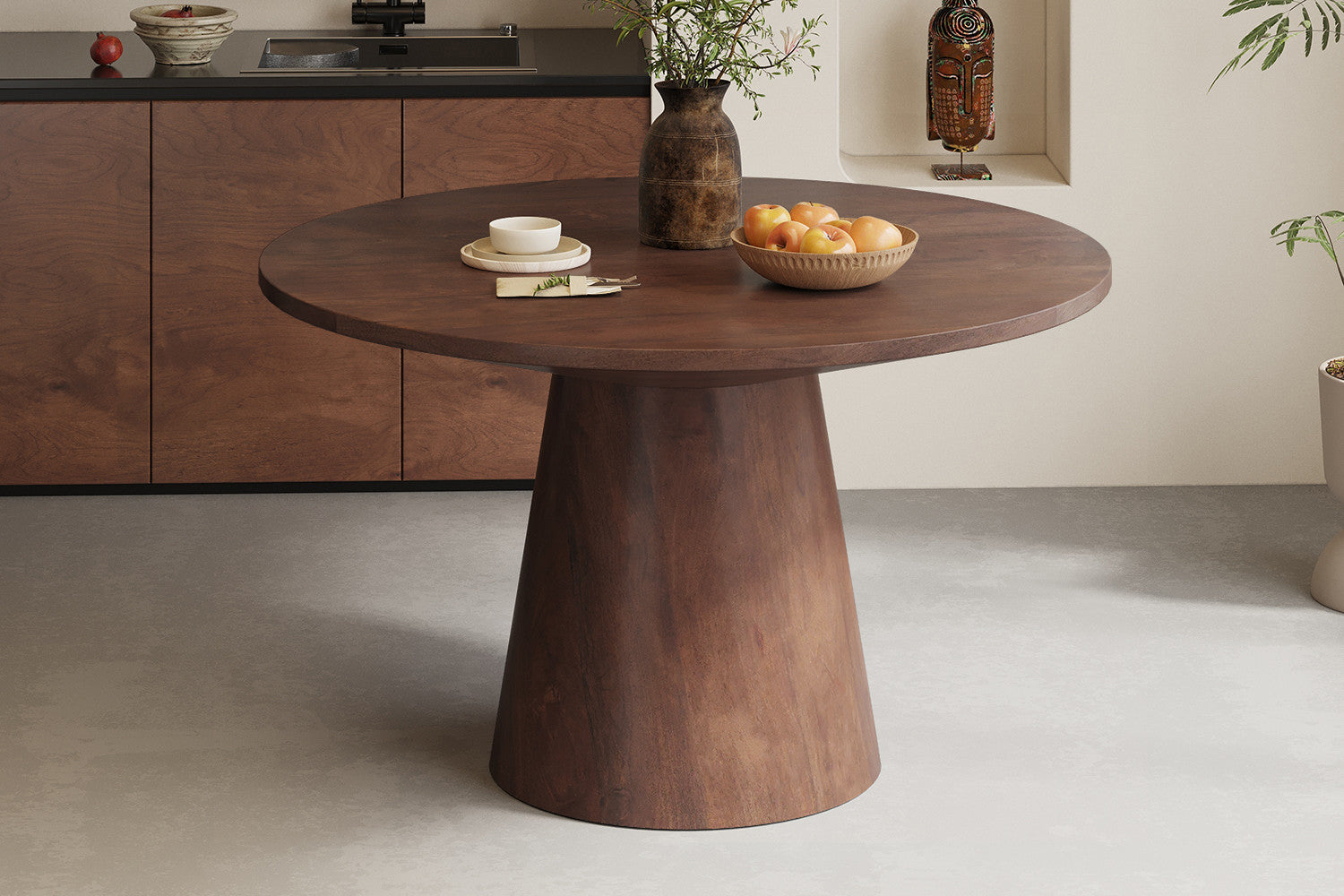 Rousseau - Tafel Tommy 130 cm Rond Mango hout Bruin - 77x130x100cm