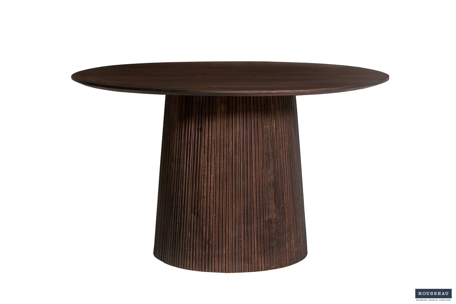 Rousseau - Tafel Miguel 130 cm Rond Mango hout Donkerbruin - 76x130x130 cm