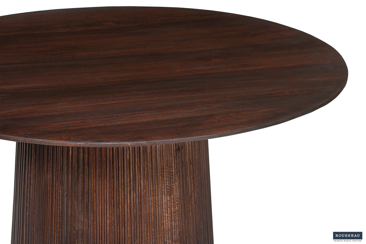 Rousseau - Tafel Miguel 130 cm Rond Mango hout Donkerbruin - 76x130x130 cm