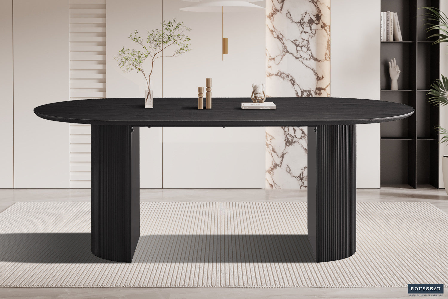 Rousseau - Tafel Lagos 200 cm Ovaal Decor Donkerbruin - 76x200x110 cm