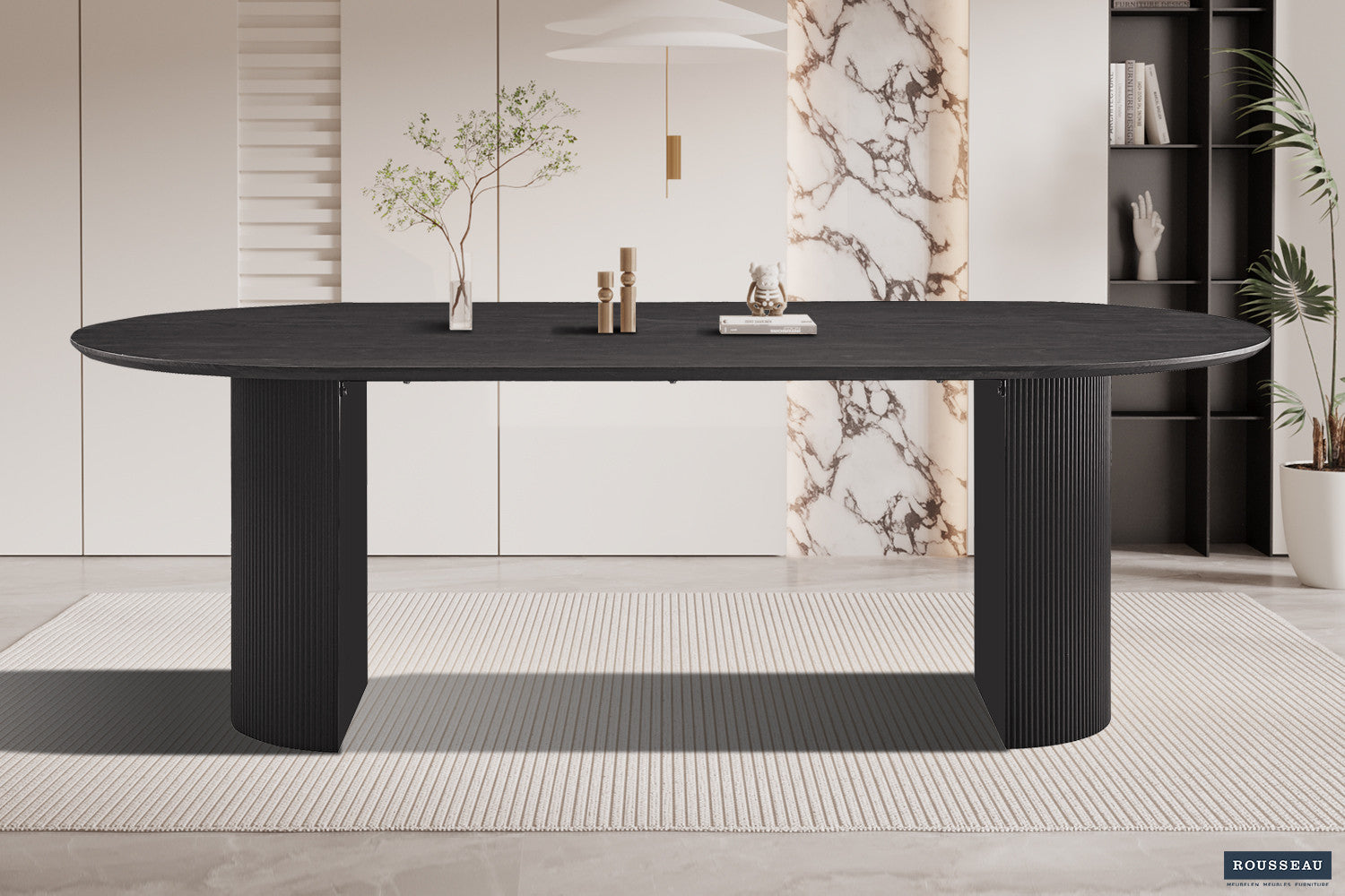 Rousseau - Tafel Lagos 220 cm Ovaal Decor Donkerbruin - 76x220x110 cm