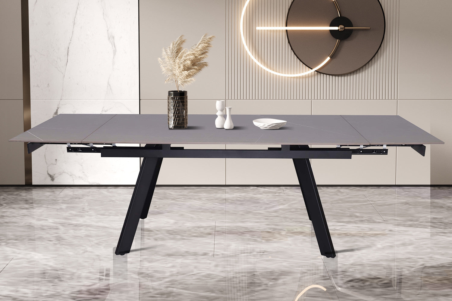 Rousseau - Uitschuifbare tafel Hera 160-240 cm Rechthoekig Steen Grijs - 76x240x90cm