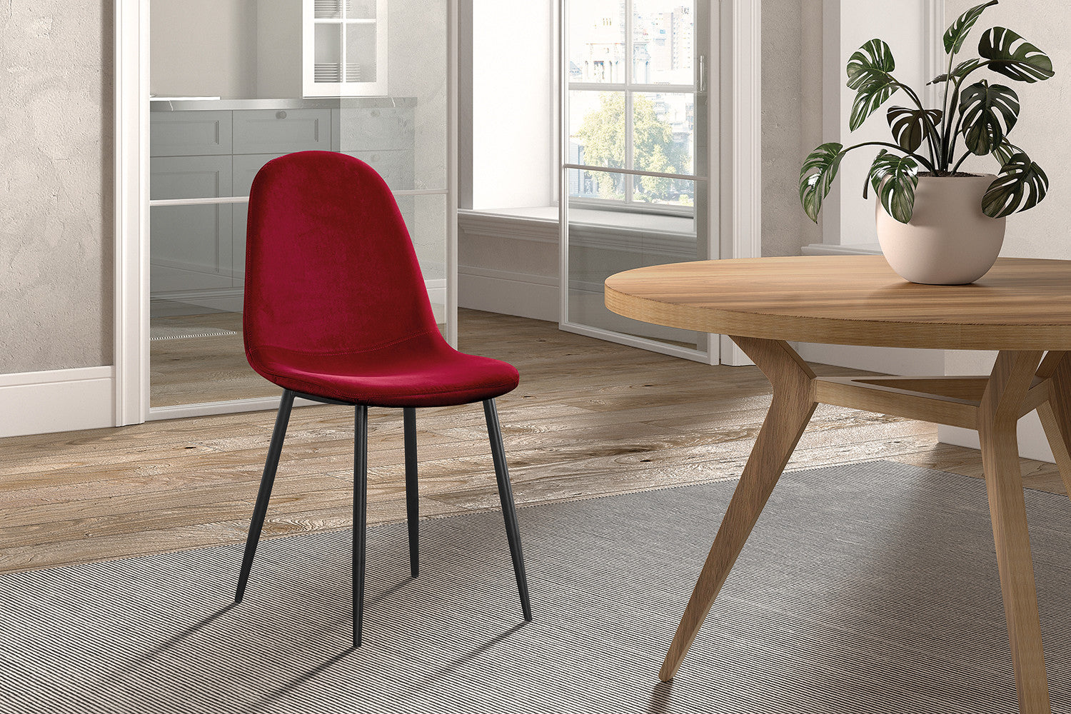 Rousseau - Stoel Boy Fluweel Bordeaux - 87x49x54 cm