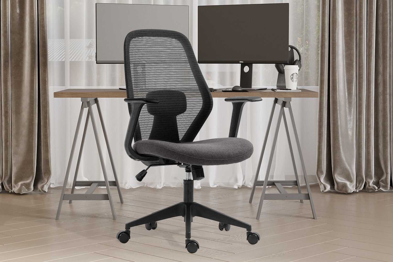 Rousseau - Bureaustoel Claude Mesh Zwart/Grijs - 97x60x58.5 cm