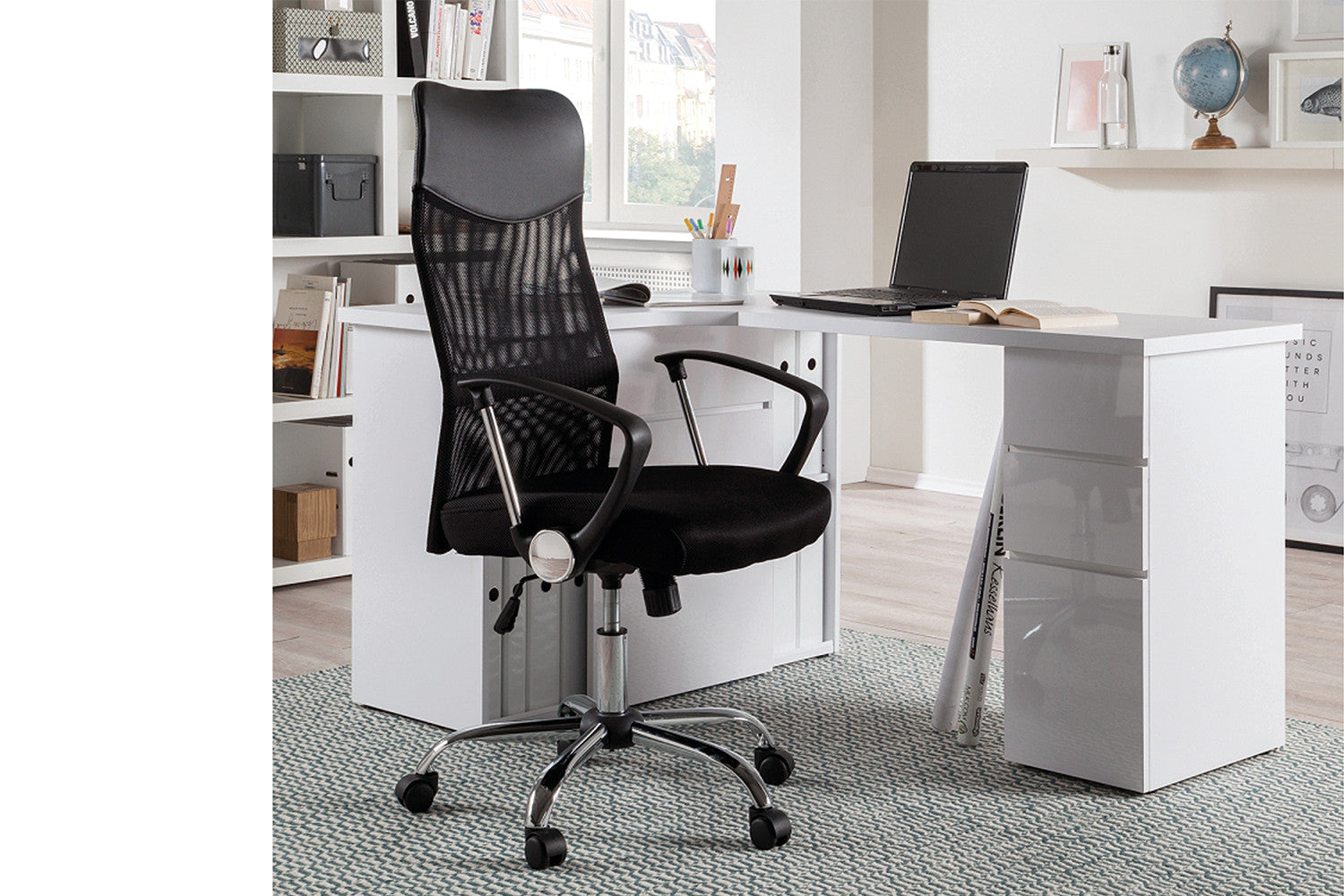 Rousseau - Bureaustoel Max Mesh Zwart - 109x60x62 cm