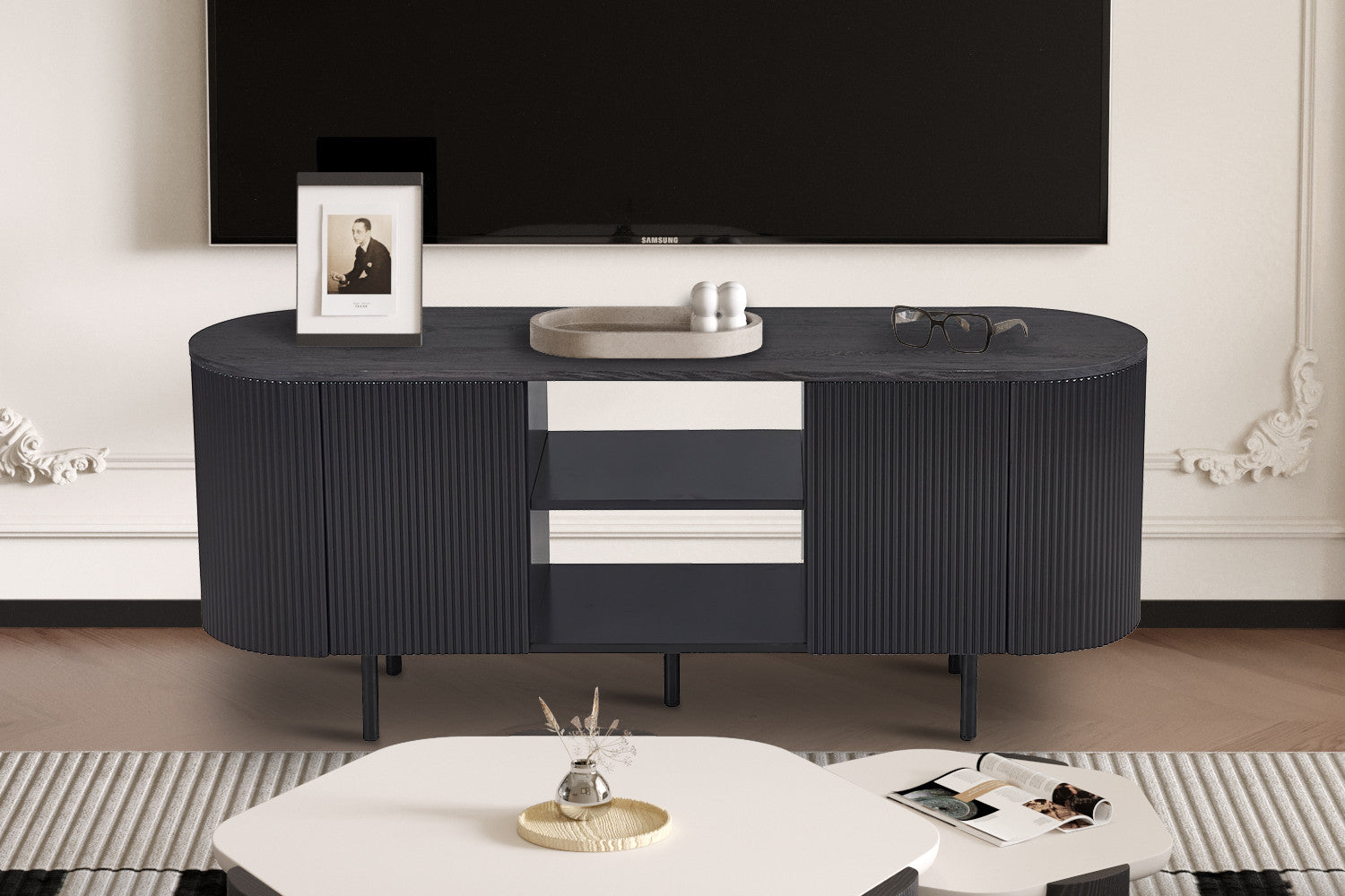 Rousseau - TV meubel Lagos 140 cm Decor Donkerbruin - 57.5x140x40 cm