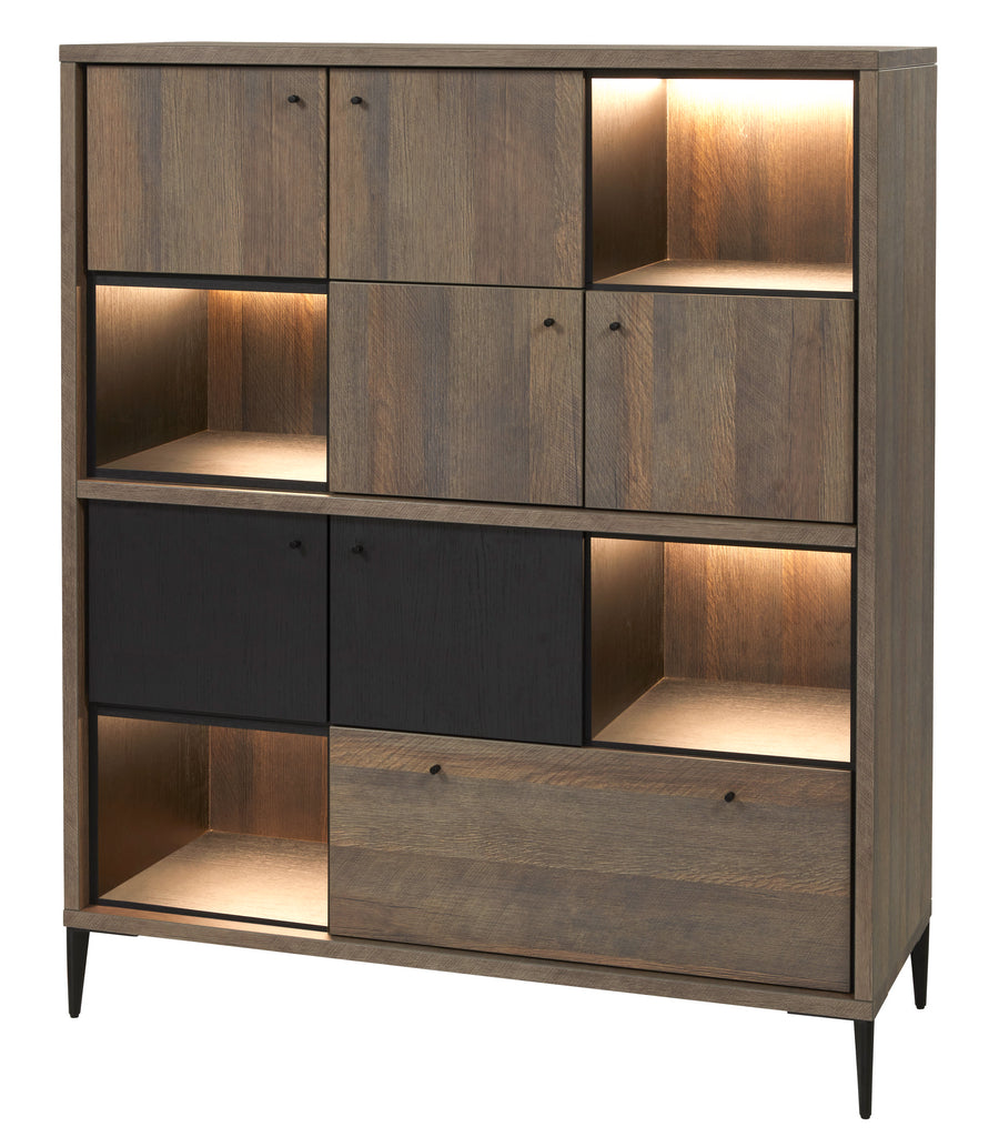 Evan - Barkast Trevi - BAR1 - K675 - Donkere Eik/Zwart - 132x157x50cm