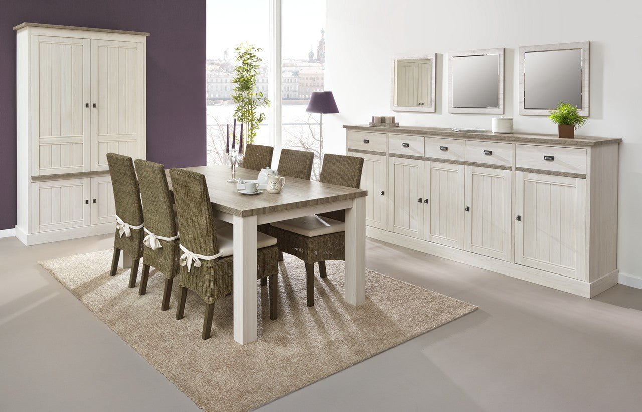 Meubar - Eetkamer York T - 3-delige set - Lariks Eik/Kristal Eik