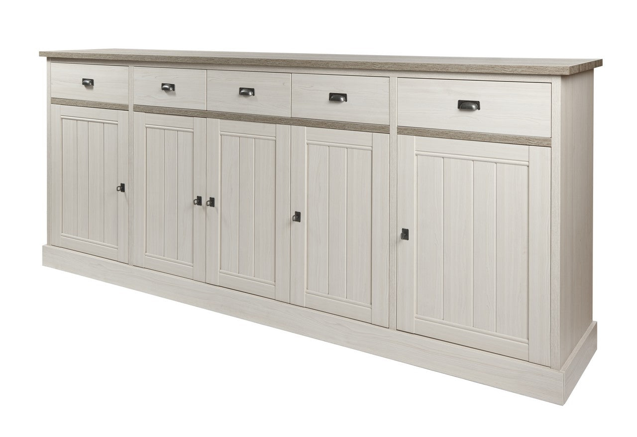 Meubar - Dressoir York  - HB1 - K467 - Lariks/Kristal eik licht bruin  - 259x112x50cm