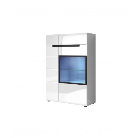 Vitrine Hektor 44 - Wit/Zwart - 90x130x37cm
