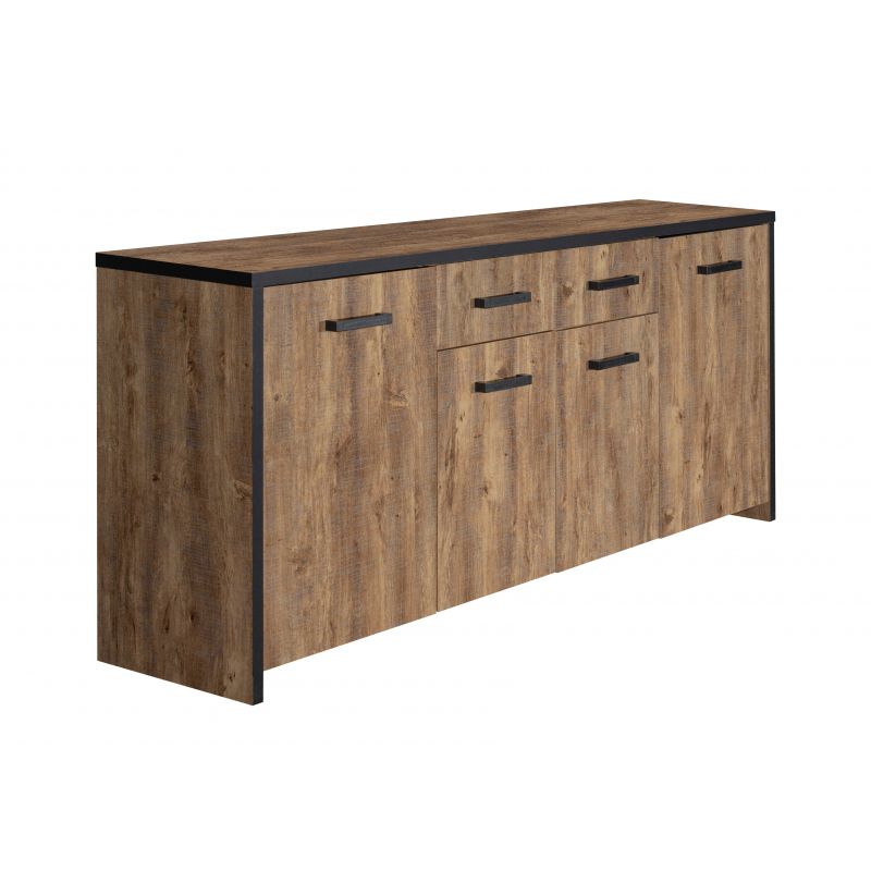 TYC - Buffet Oscar - Chêne Foncé/Noir - 210x85x45cm