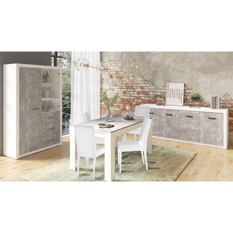 MLM - Eetkamer Oostende - 3-delige set - Hoogglans - Wit/Beton