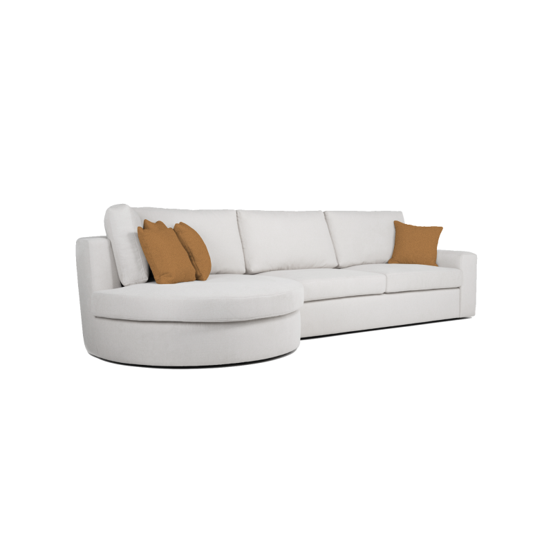 101 - Canapé d'angle Lucas - Gauche - Tissu - Beige - 164x102x368cm