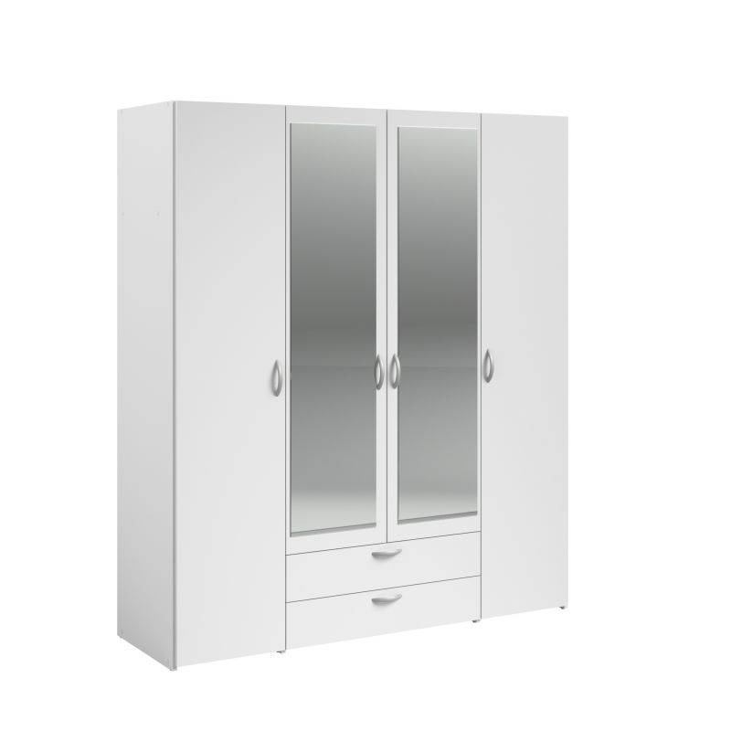 Kleerkast Daily - 4 Draaideuren - Wit - 160x185x51cm