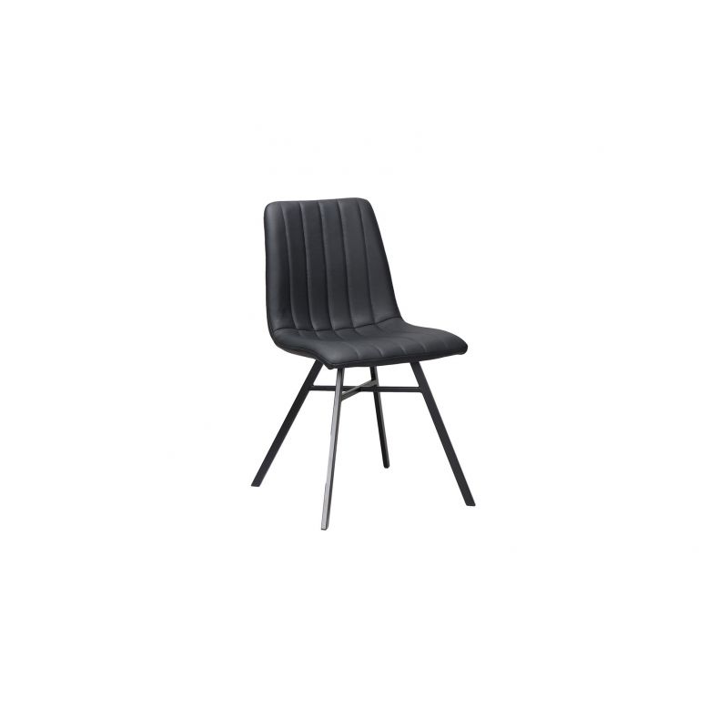 TYC - Chaise de salle à manger Pony - Cuir artificiel - Noir - 46x86x58cm