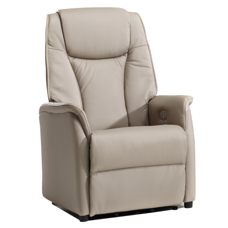 YLF - Relaxfauteuil Ygo - Leder - Beige - Twee motoren - 80x112x82cm