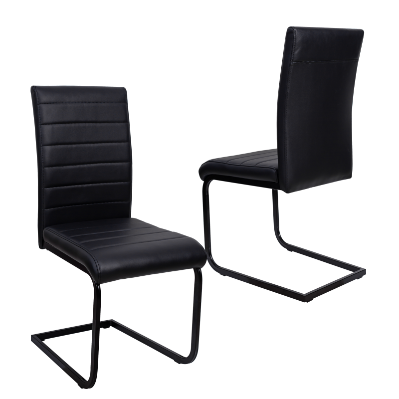 TYC - Eetkamerstoel Olaf - Kunstleder - Zwart - 40x100x45cm