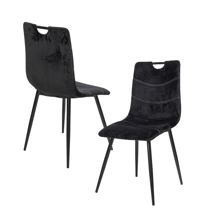 TYC - Chaise de salle à manger S200 - Tissu - Velours Noir - 45x90x55cm