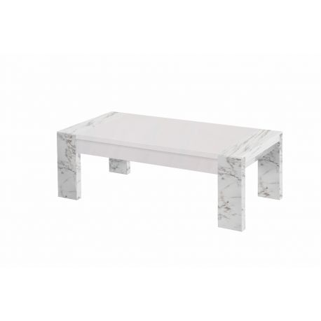 Salontafel Vittoria - Hoogglans - Wit/Marmer - 130x42x66cm