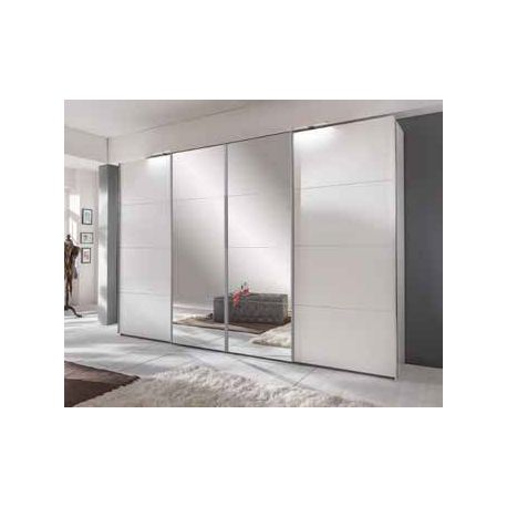 Armoire moderne portes glissantes en blanc alpin Brussel avec 2 miroirs