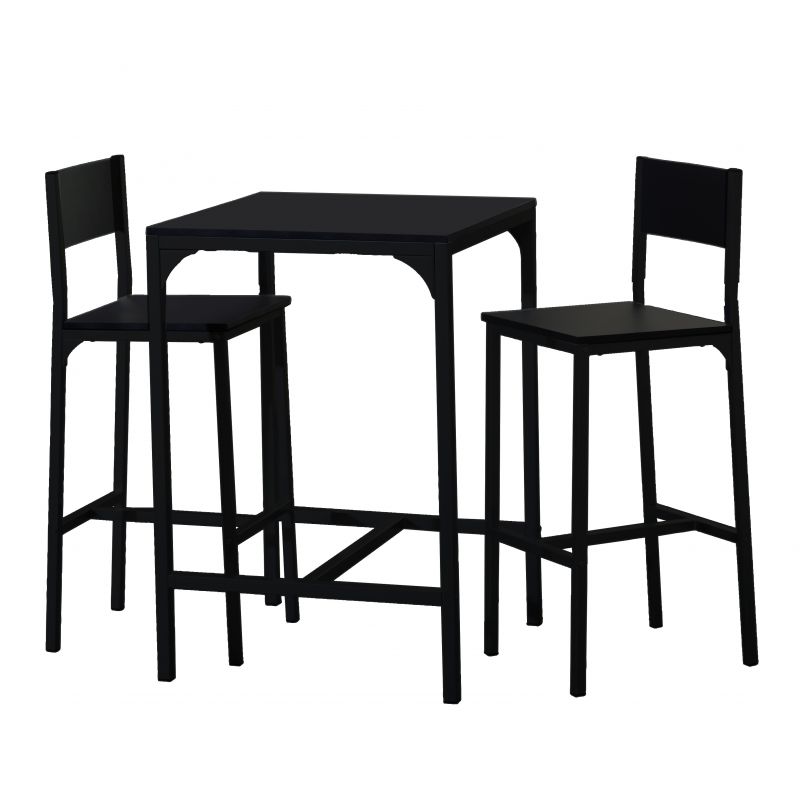 Ensemble table de bar + 2 chaises de bar Kol
