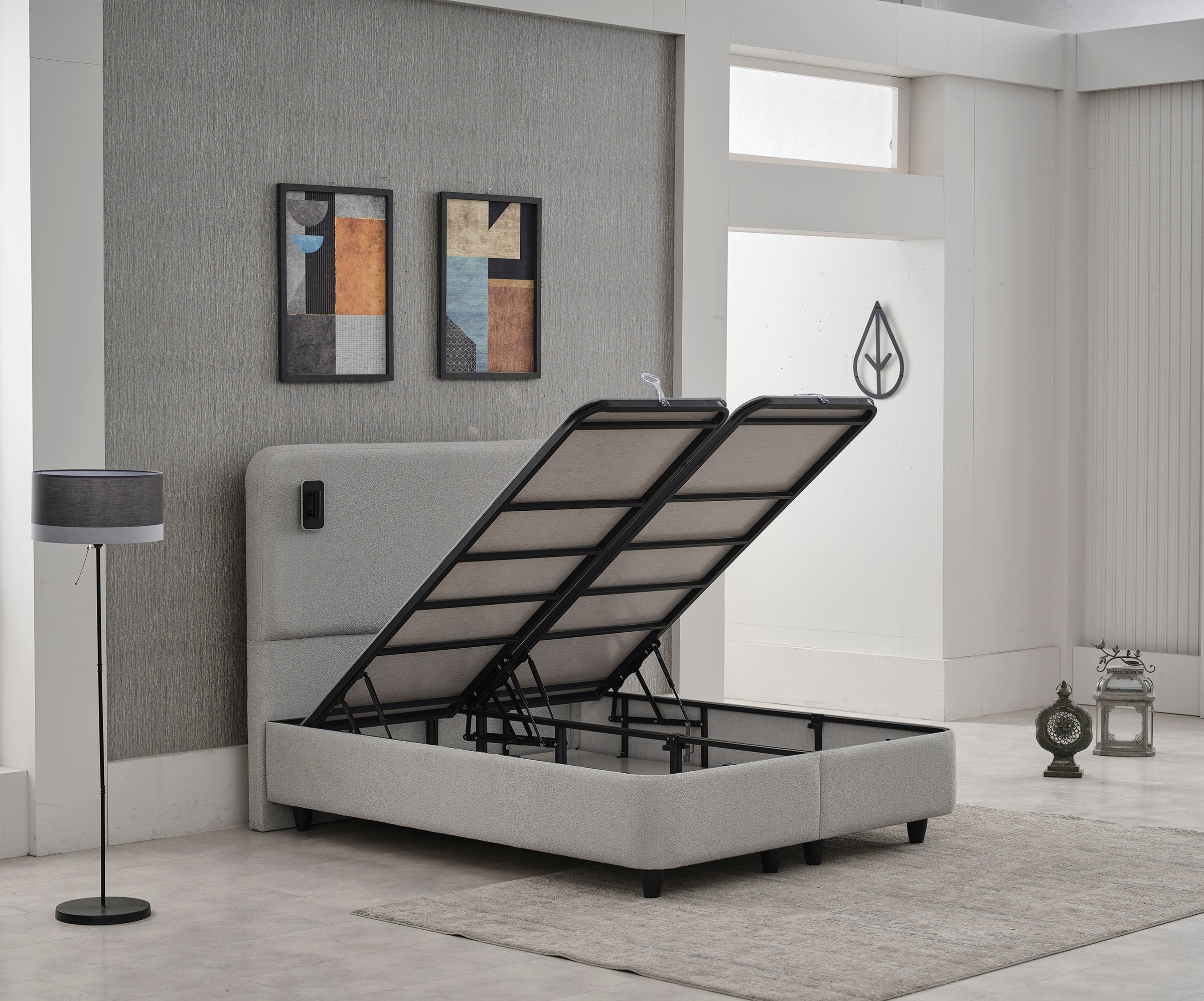 2BM-Boxspring Naturel - Taupe Kleur Stof - 160x200cm