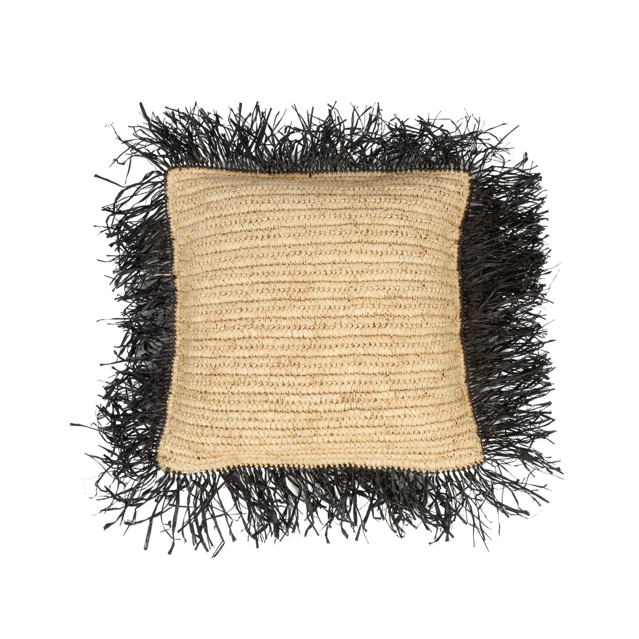 BB - Kussenhoes Raffia  Vierkant - Natuurlook Zwart - 40x40